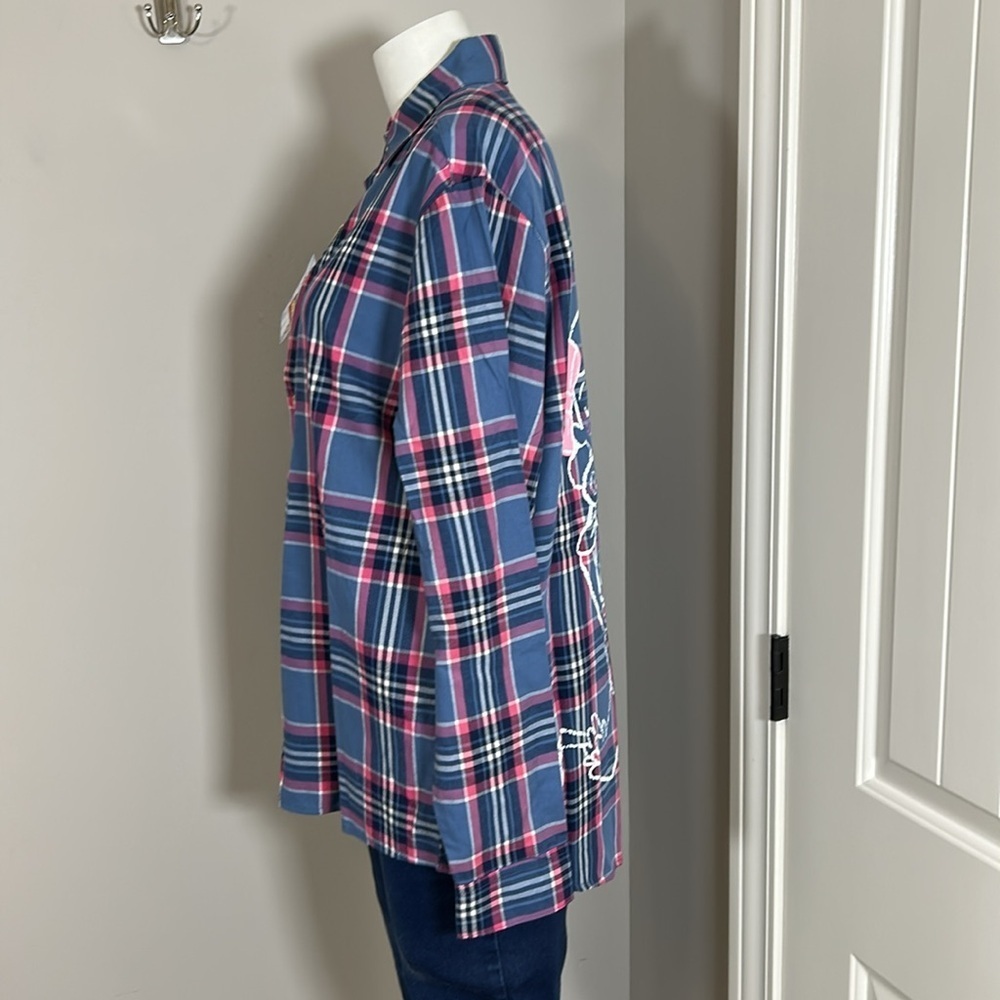 Disney Toy Story 4 Cakeworthy Bo Peep Plaid Flannel Button Up Shirt Top Sz L NEW - Picture 4 of 12